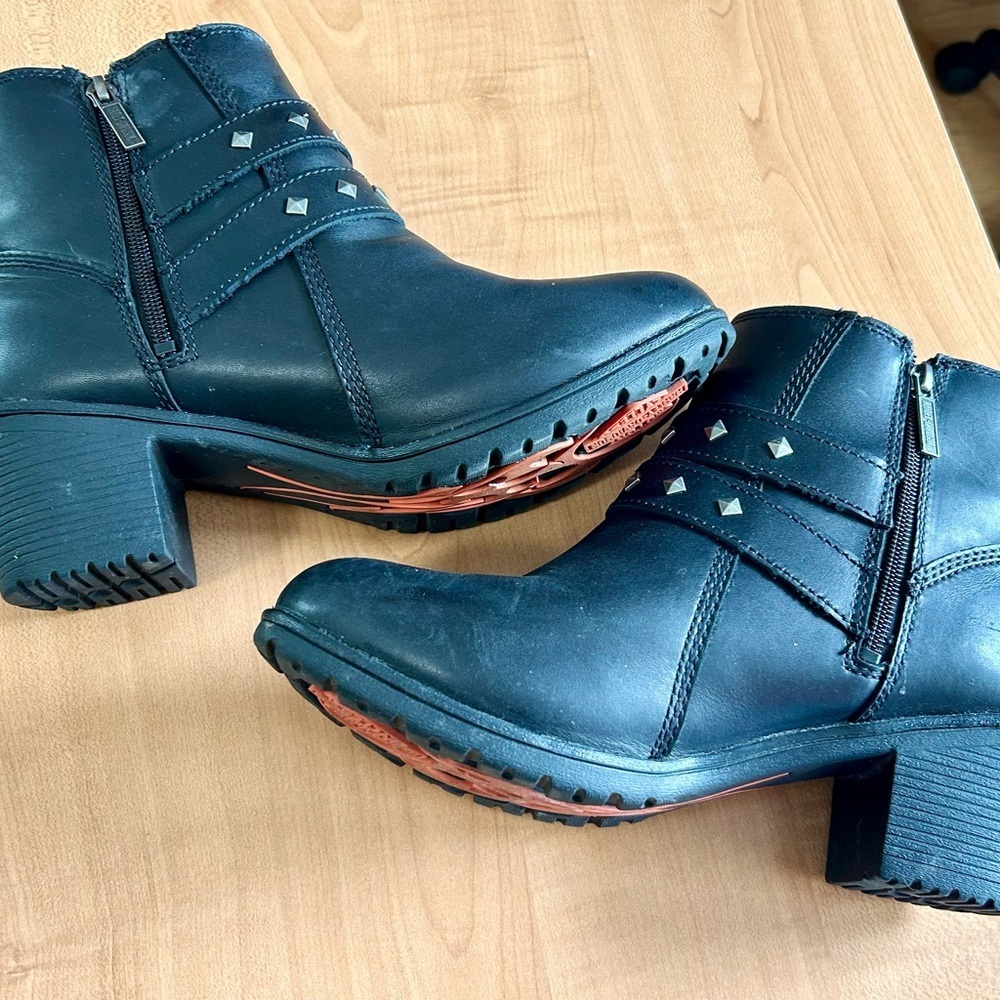 Harley Davidson motorcycle ankle boots wolverine Abney woman sz 9 leather shoes - Picture 4 of 10